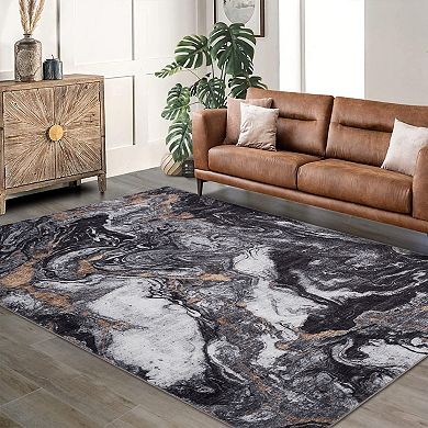 Soft Washable Boho Runner Rug Modern Abstract Low Pile Non-Slip Carpet for Bedroom, Entryway