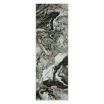 Soft Washable Boho Runner Rug Modern Abstract Low Pile Non-Slip Carpet for Bedroom, Entryway