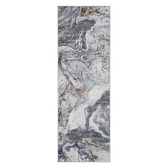 Soft Washable Boho Runner Rug Modern Abstract Low Pile Non-Slip Carpet for Bedroom, Entryway
