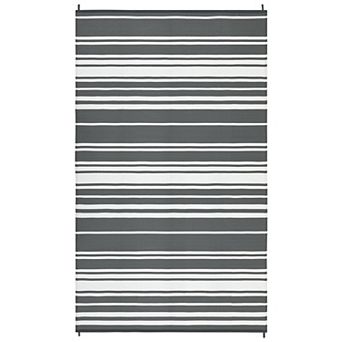 Waterproof Reversible Outdoor Rug, Modern Striped Plastic Straw Patio Mat, Easy Clean, UV Resistant
