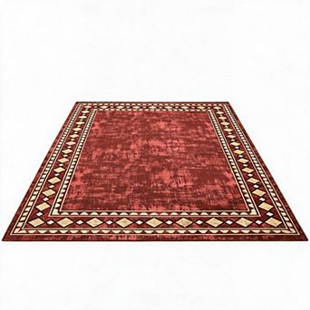 Machine Washable Area Rug Modern Geometric Edgeed Carpet, Non-Slip, Low Pile, Mark-Resistant