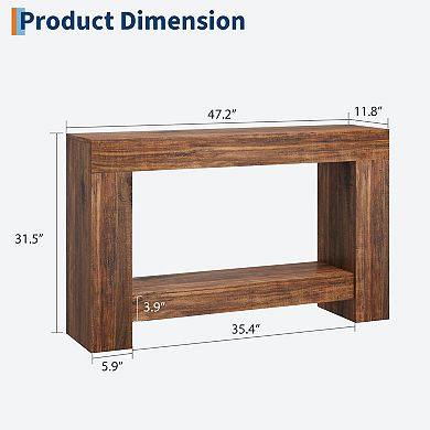Farmhouse Entryway Table, 2-Tier Wooden Console Table Large Hallway Sofa Table with Storage