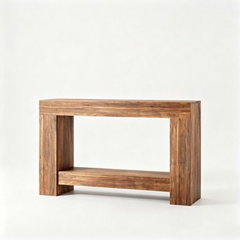 Farmhouse Entryway Table, 2 tier Wooden Console Table Large Hallway Sofa Table with Storage