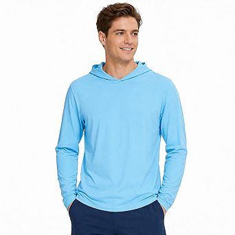 Men Sun Protection Hooded Long Sleeve Shirt Built-in Face Mask Neck Gaiter Quick Dry Fishing Tops