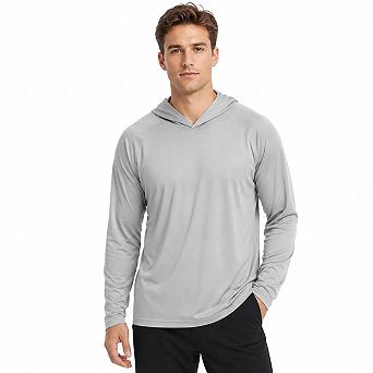 Men UPF Sun Protection Hooded Long Sleeve Shirt Quick Dry Fishing Hiking Outdoor Thumb Hole Tee