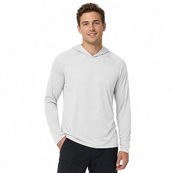 Men UPF Sun Protection Hooded Long Sleeve Shirt Quick Dry Fishing Hiking Outdoor Thumb Hole Tee