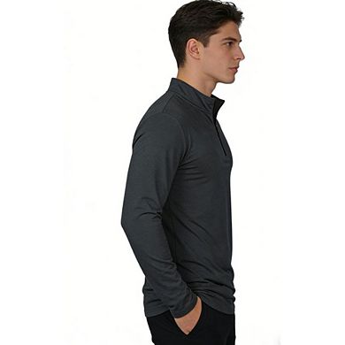 Men Quarter Zip Long Sleeve Pullover Stand Collar Athletic Golf Casual Sweatshirt Top