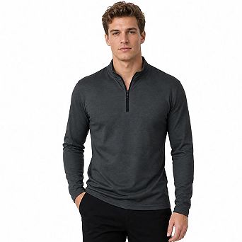 Men Quarter Zip Long Sleeve Pullover Stand Collar Athletic Golf Casual Sweatshirt Top