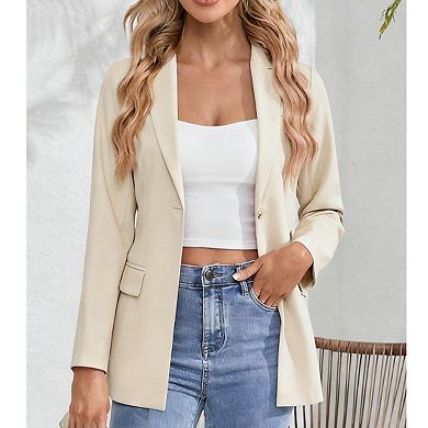 Women's Single-Button Blazer Long Sleeve Notched Lapel Casual & Business Suit Jacket