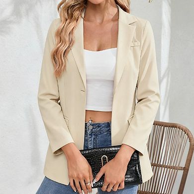 Women's Single-Button Blazer Long Sleeve Notched Lapel Casual & Business Suit Jacket