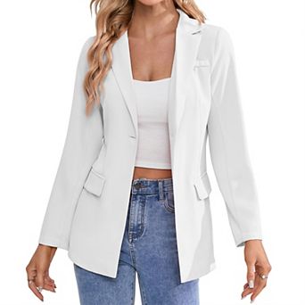 Women's Single-Button Blazer Long Sleeve Notched Lapel Casual & Business Suit Jacket