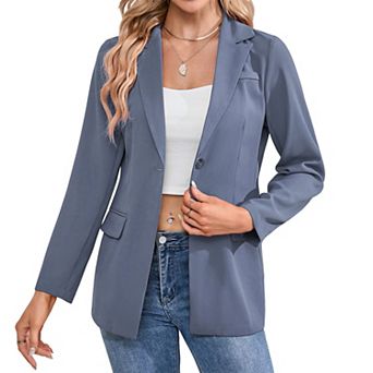 Women's Single-Button Blazer Long Sleeve Notched Lapel Casual & Business Suit Jacket