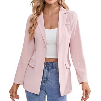 Women's Single-Button Blazer Long Sleeve Notched Lapel Casual & Business Suit Jacket