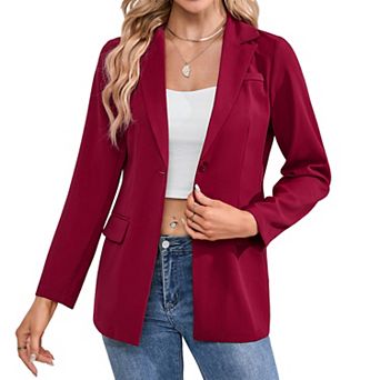 Women's Single-Button Blazer Long Sleeve Notched Lapel Casual & Business Suit Jacket