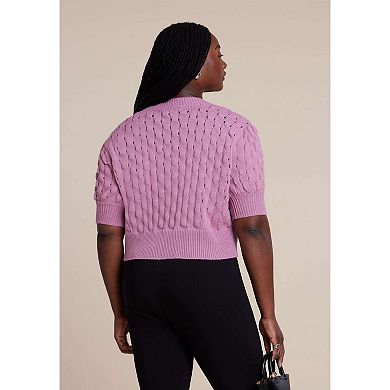 ELOQUII Women's Plus Size Bubble Stitch Sweater