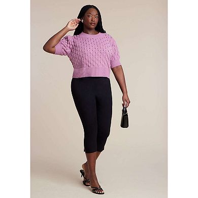 ELOQUII Women's Plus Size Bubble Stitch Sweater