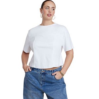 ELOQUII Women's Plus Size Bustier Seam Detail Tee