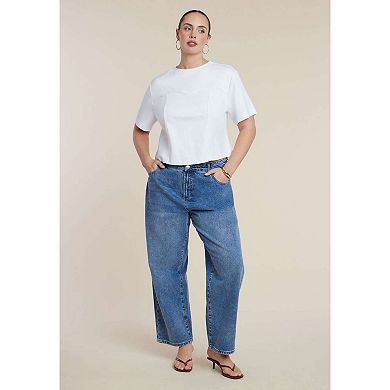 ELOQUII Women's Plus Size Bustier Seam Detail Tee