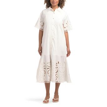Collared Eyelet Short Dress
