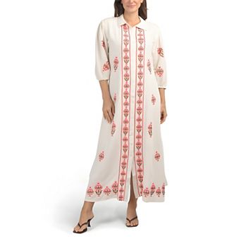 Maxi Dress Linen Blend with Embroidery