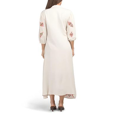 Maxi Dress Linen Blend with Embroidery