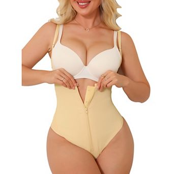 Womens Underbust Shapewear bodysuit Plus Size Zip Up Tummy Control Camisole Thong Bodyshaper