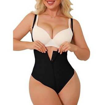 Womens Underbust Shapewear bodysuit Plus Size Zip Up Tummy Control Camisole Thong Bodyshaper