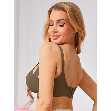 Women's Deep V Seamless Wireless Nursing Bra Beastfeeding Clasp Soft Comfort Bras