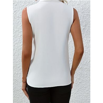 Women’s Sleeveless V Neck Blouse Office Work Tank Top Shirt