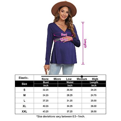 Women's Maternity V Neck Long Sleeve T-Shirt Top