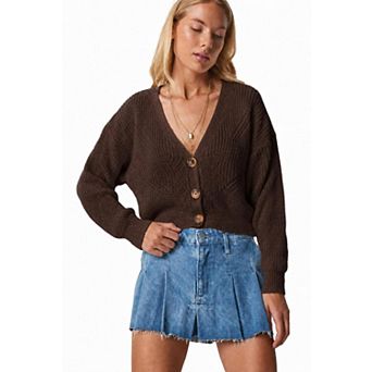 Women's V Neck Long Sleeve Button Cardigan Sweater
