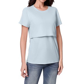 Women's Maternity Crew Neck Short Sleeve Nursing Tee