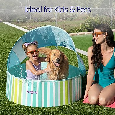 Funsicle Shaded Deco Fun Fold Swimming Pool For Kids & Pets, 36” x 12”, Age 2 & up