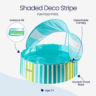 Funsicle Shaded Deco Fun Fold Swimming Pool For Kids & Pets, 36” x 12”, Age 2 & up