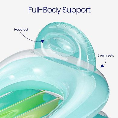 Funsicle Relaxing Lounge, 5.25ft Inflatable Pool Float with Cup Holder, Blue, Age 14 & up