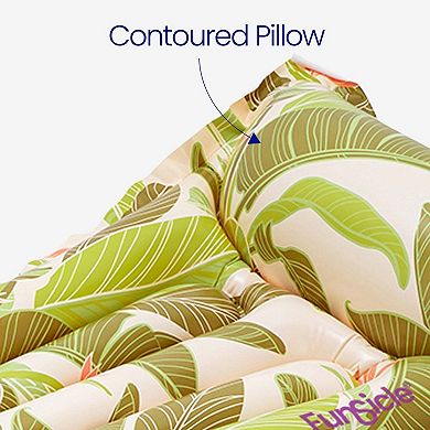 Funsicle Eezy Breezy LushLeaf Mat, 5.5ft Inflatable Pool Float with Air Pillow, Age 14 & up