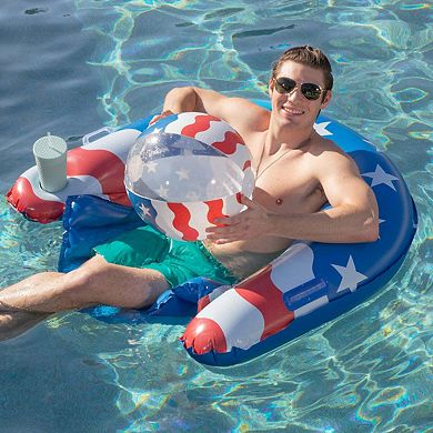 Funsicle Americana Chill-Out Chair, 4ft Inflatable Float, Stars & Stripes, Age 14 & up