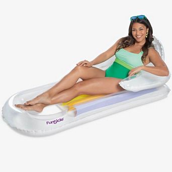 Funsicle Relaxing Lounge, 5.25ft Inflatable Pool Float with Cup Holder, Age 14 & up