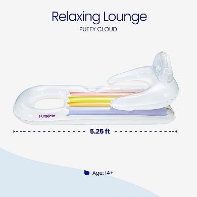 Funsicle Relaxing Lounge, 5.25ft Inflatable Pool Float with Cup Holder, Age 14 & up