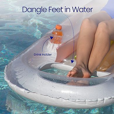 Funsicle Relaxing Lounge, 5.25ft Inflatable Pool Float with Cup Holder, Age 14 & up
