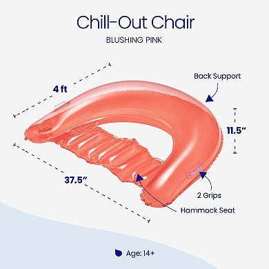 Funsicle Chill-Out Chair, 4ft Inflatable Pool Float with Cup Holder, Pink, Age 14 & up