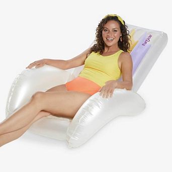 Funsicle Lazy Recliner Lounge, 4ft Inflatable Chair Float with Cup Holder, Age 14 & up