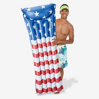 Funsicle Americana Eezy Breezy Mat, 5.5ft Inflatable Float, Stars & Stripes, Age 14 & up