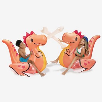 Funsicle Jurassic Bash Pool Play, 2 Inflatable Ride-Ons & 2 Sticks, 5.2ft, Age 9 and up
