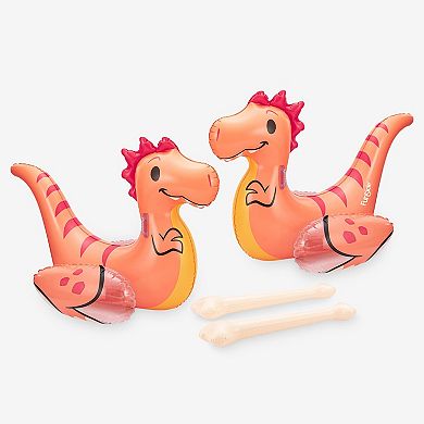 Funsicle Jurassic Bash Pool Play, 2 Inflatable Ride-Ons & 2 Sticks, 5.2ft, Age 9 and up