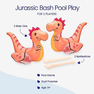 Funsicle Jurassic Bash Pool Play, 2 Inflatable Ride-Ons & 2 Sticks, 5.2ft, Age 9 and up