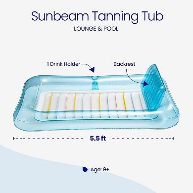 Funsicle Sunbeam Tanning Tub, 5.5ft Inflatable Lounge & Float, Age 14 and up