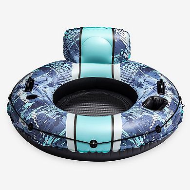 Funsicle 4ft Sierra Blue River Inflatable Lounge, Mesh Seat & Cup Holder, Age 14 and up