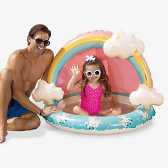 Funsicle Rainbow Magic Shaded Inflatable Kids Splash Pool, 46" x 40" x 32", Ages 1 to 3