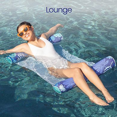 Funsicle LuxeMesh Hammock Lounge, 4ft Inflatable Fabric Pool Float, Tropical, Age 14 & up